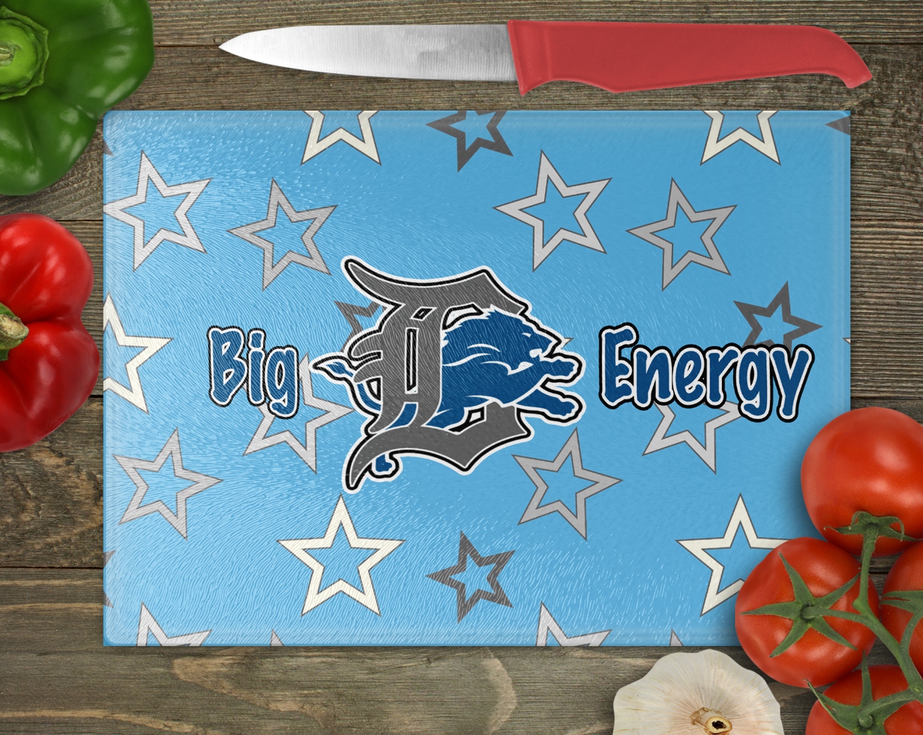 Detroit Lions "Big D Energy" towel OR cutting board