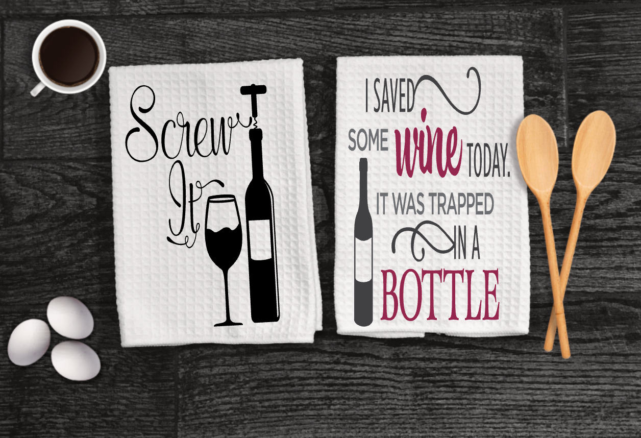 Screw It with wine bottle Microfiber towel