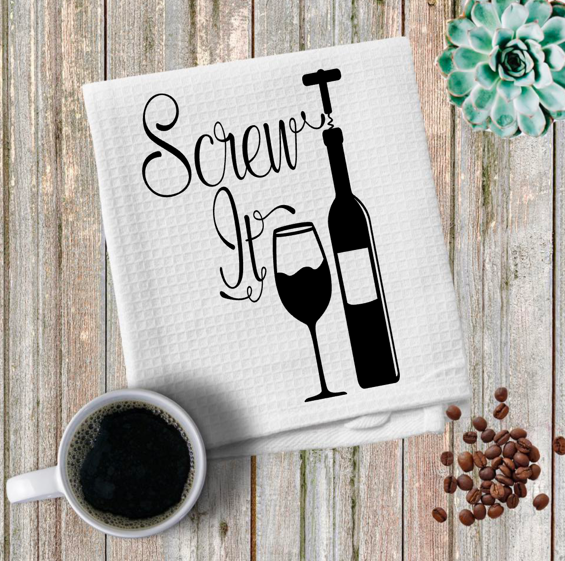 Screw It with wine bottle Microfiber towel