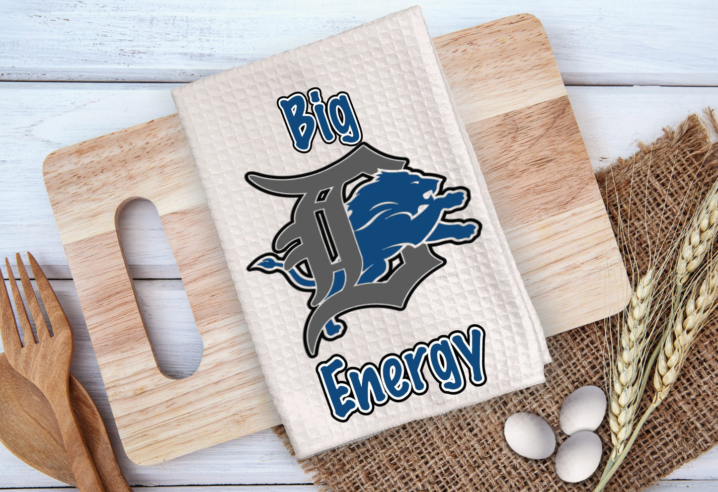 Detroit Lions "Big D Energy" towel OR cutting board