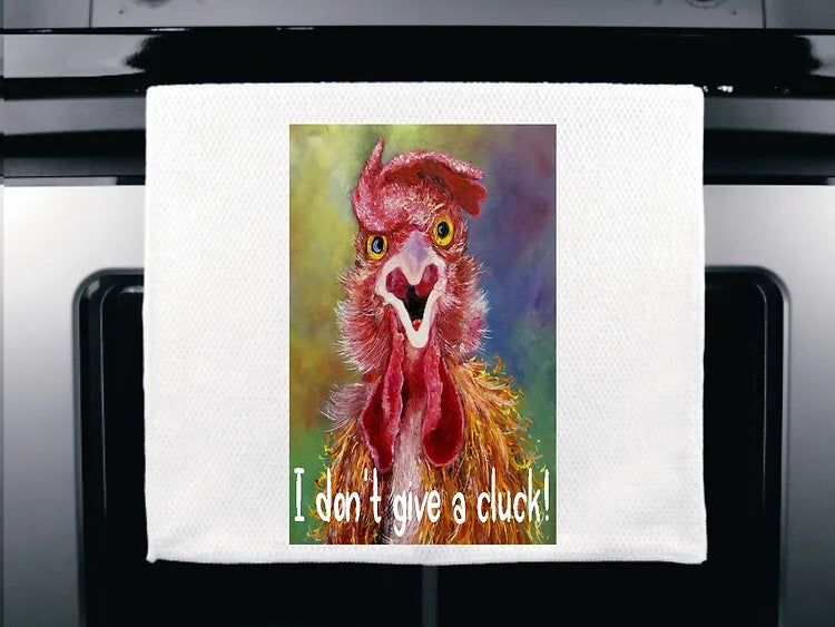 Oh Cluck No! Chicken and Rooster Themed Microfiber Kitchen Towel
