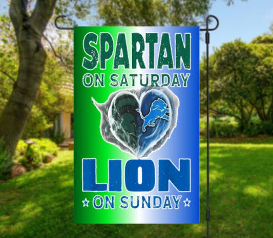 Detroit Lions, MSU Spartans Garden Flag, Yard Flag, Outdoor Welcome Flag