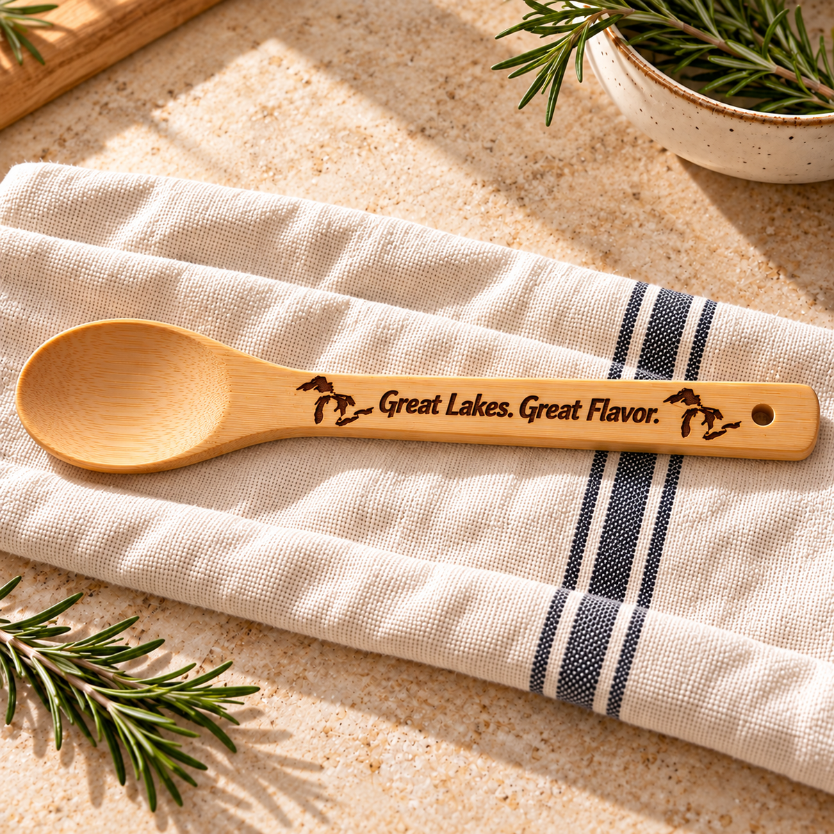 Michigan Themed Engraved Wooden Spoon - Michigan roots, homemade goodness.