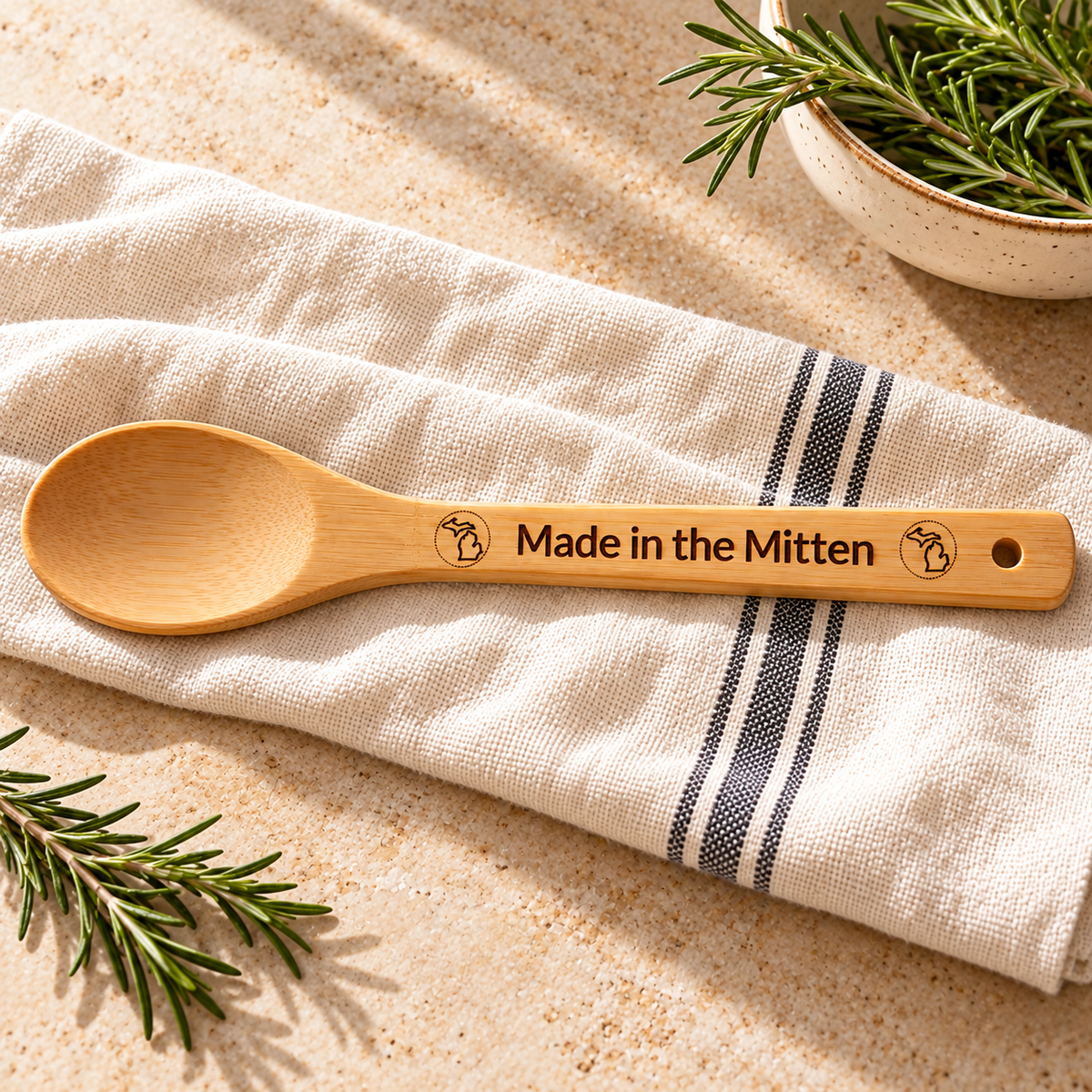 Michigan Themed Engraved Wooden Spoon - Michigan roots, homemade goodness.