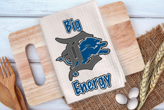 Detroit Lions "Big D Energy" towel OR cutting board