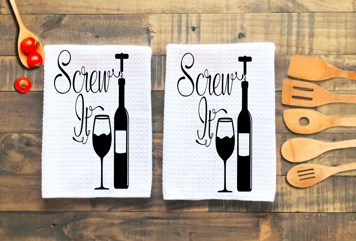 Screw It with wine bottle Microfiber towel