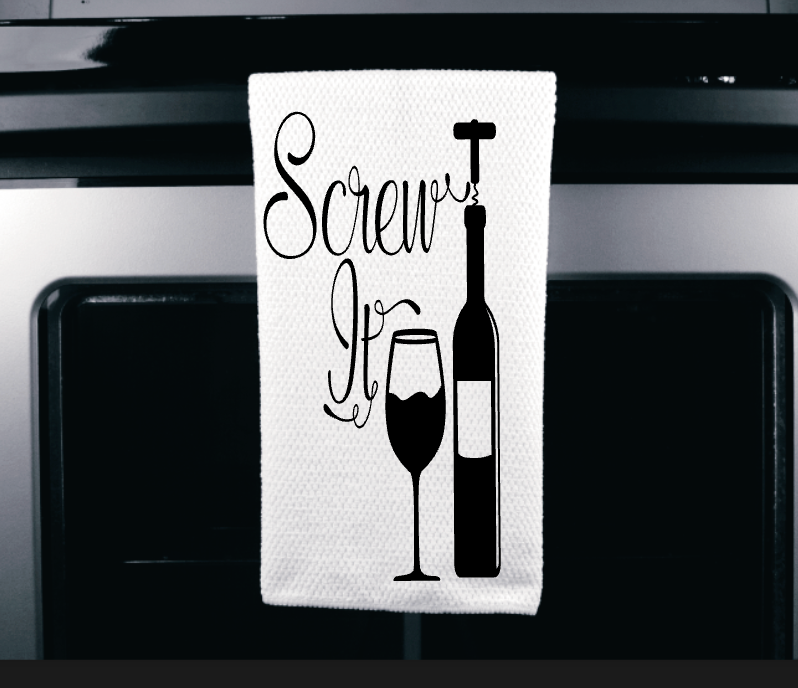 Screw It with wine bottle Microfiber towel