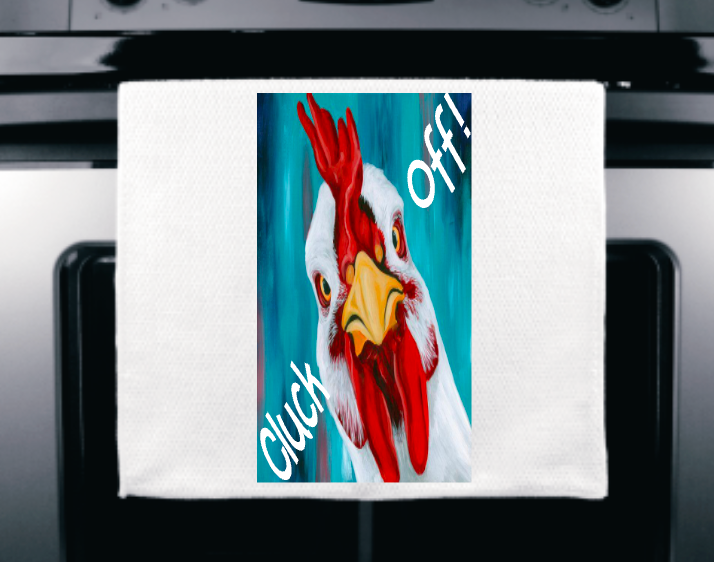 Oh Cluck No! Chicken and Rooster Themed Microfiber Kitchen Towel