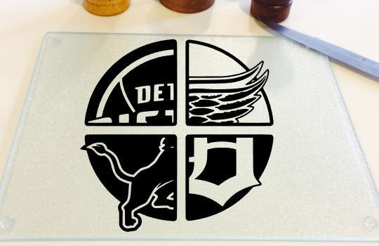 Detroit sports teams cutting board, trivet or towel