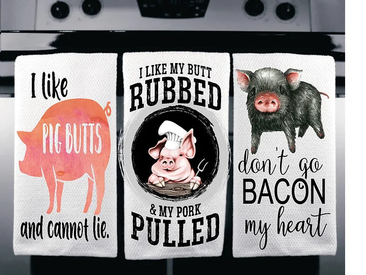 Pork Themed Microfiber Kitchen Towels