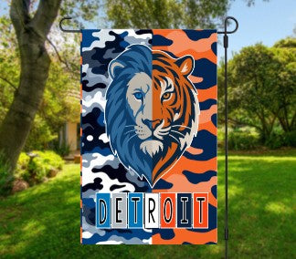 Detroit Lions, Detroit Tigers, MSU Spartans Garden Flag, Yard Flag, Outdoor Welcome Flag