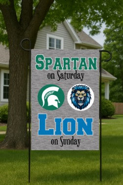 Detroit Lions, Detroit Tigers, MSU Spartans Garden Flag, Yard Flag, Outdoor Welcome Flag
